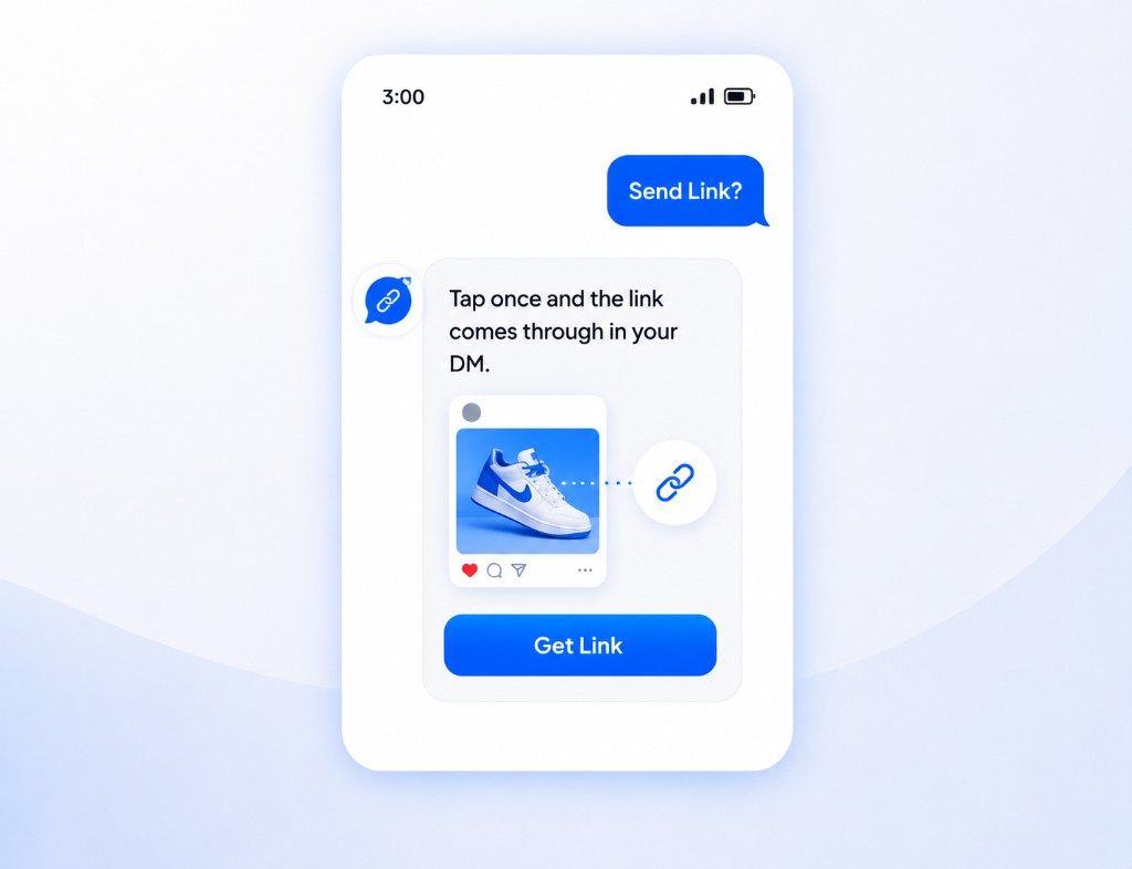 Automated DM with a Get Link button after someone comments Send Link
